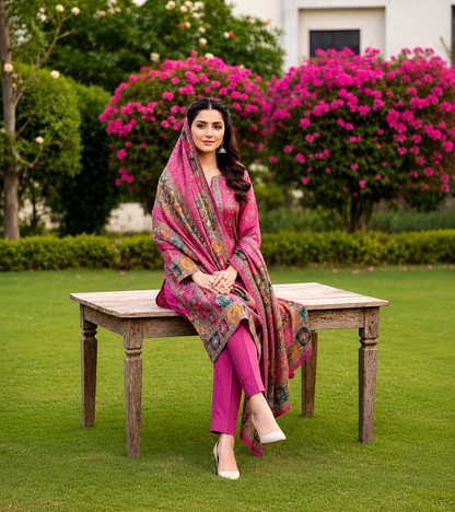 CHINON PRINT WITH MIRROR WORK DRESS MATERIAL FOR WOMEN