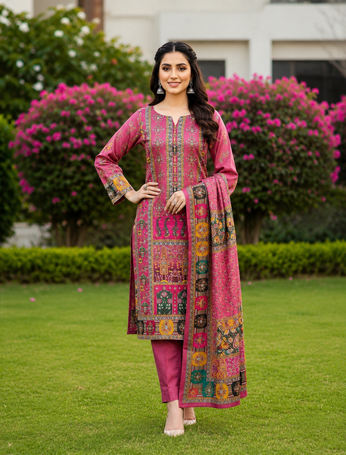 CHINON PRINT WITH MIRROR WORK DRESS MATERIAL FOR WOMEN