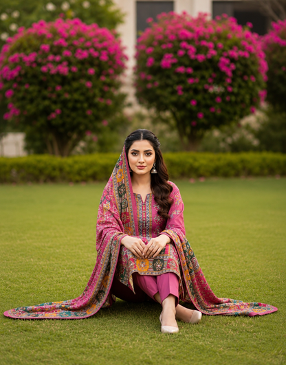 CHINON PRINT WITH MIRROR WORK DRESS MATERIAL FOR WOMEN